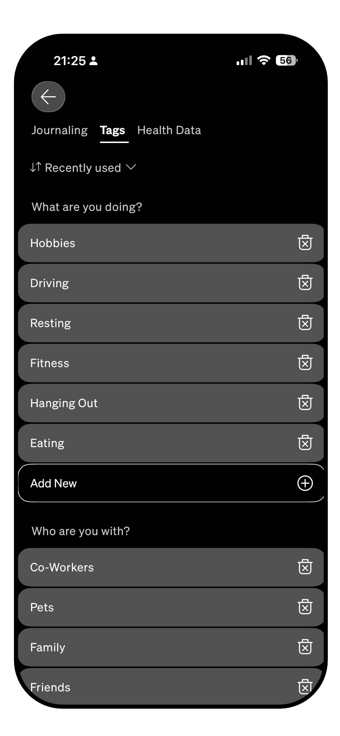 The How We Feel custom feeling screen