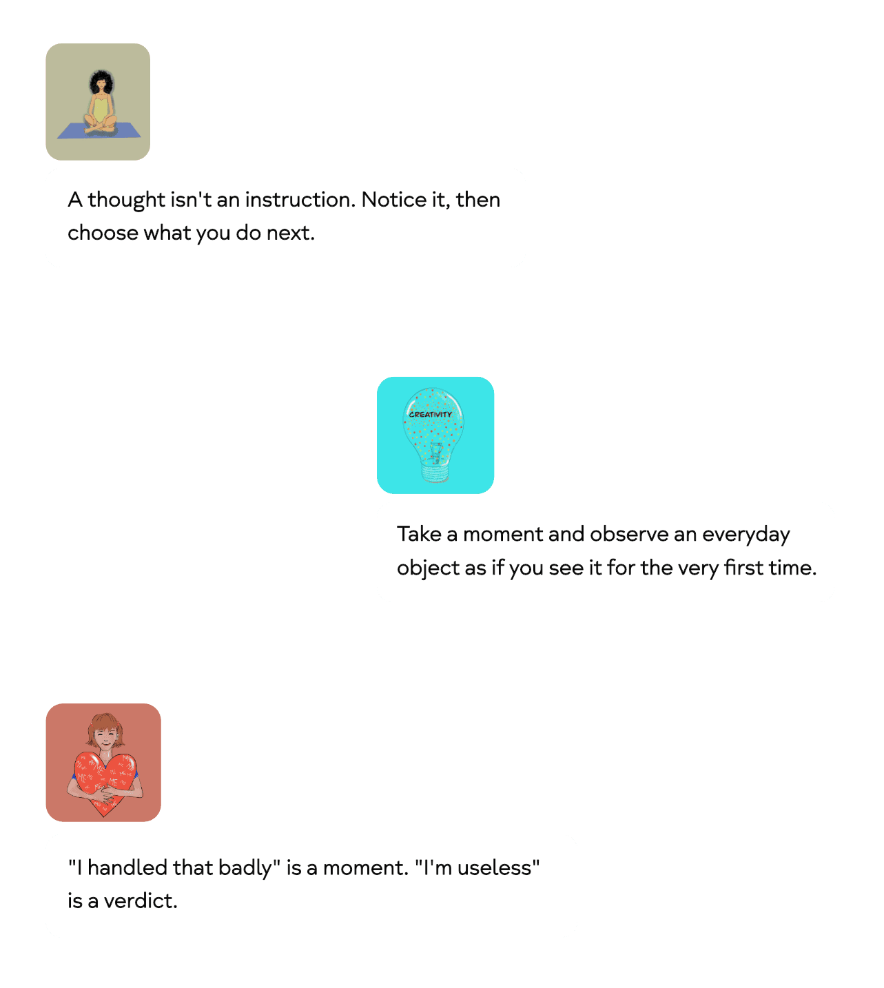 CBT-inspired tips shown at the end of a Luci reflection